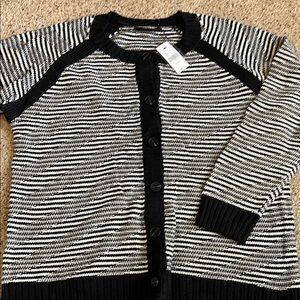 Lane Bryant Black and White Striped Cardigan 14/16